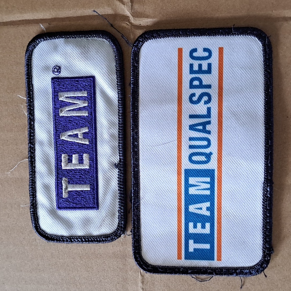 Team Qualspec Patch Lot Of 2 Energy Industrial Collectors logo Recycled Art Pair